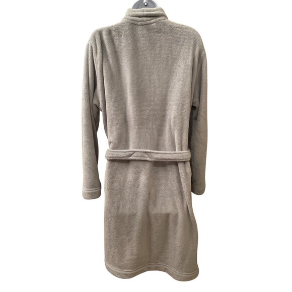 Calvin Klein Womens Plush Gray Robe Belted Fleece Sleepwear Logo M/L Cozy Comfor - Picture 4 of 5